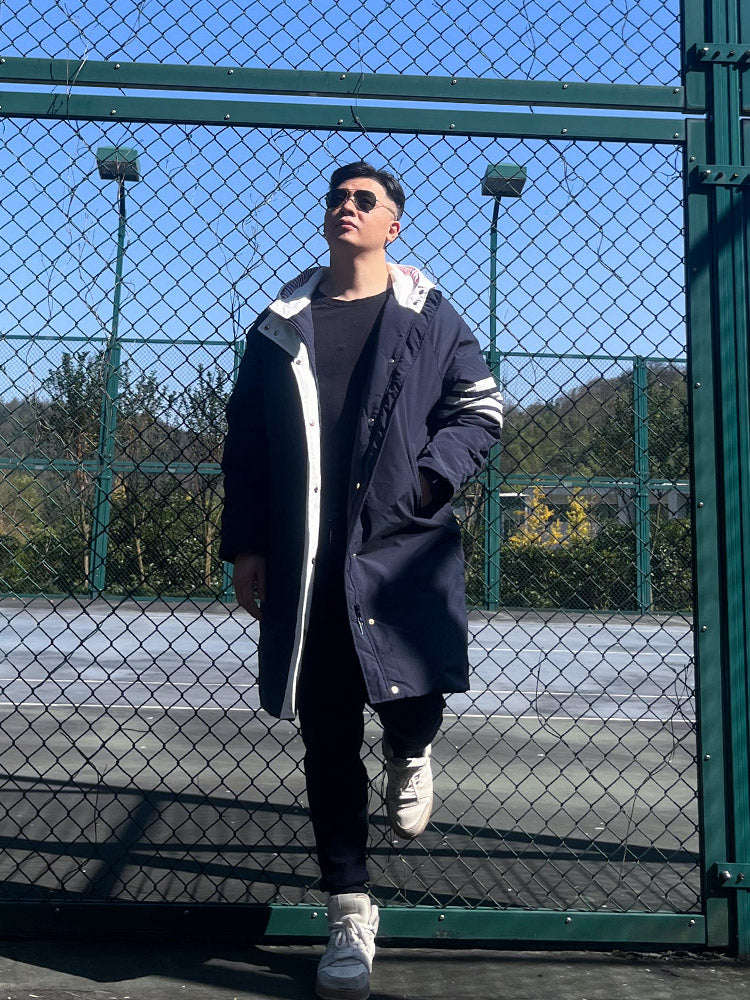 Unisex long hooded jacket