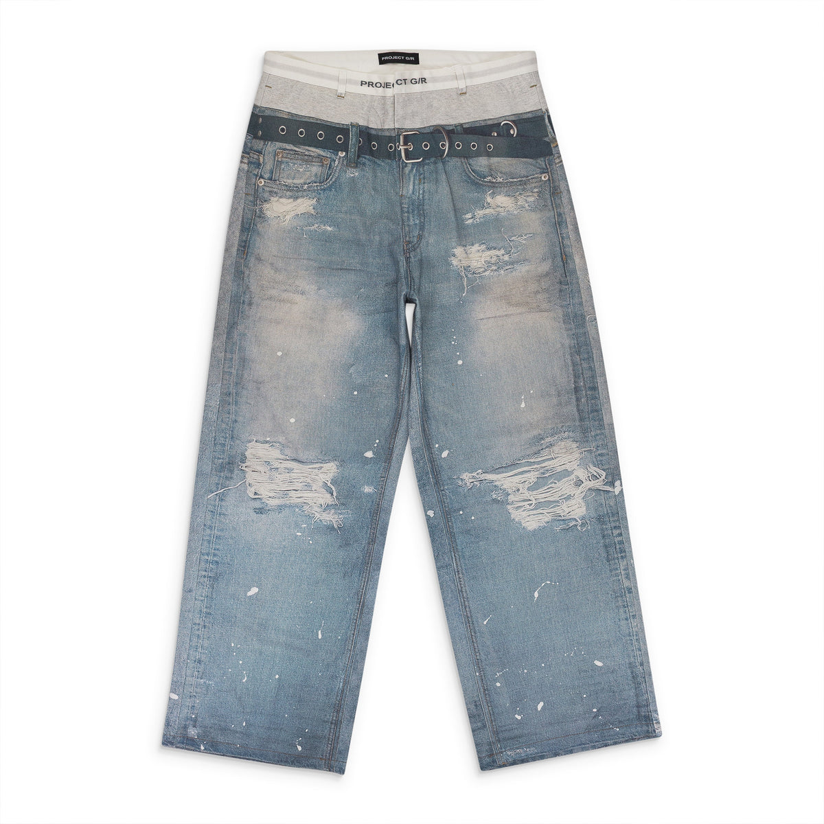 BLUE TROMPE-L'ŒIL DENIM JEANS