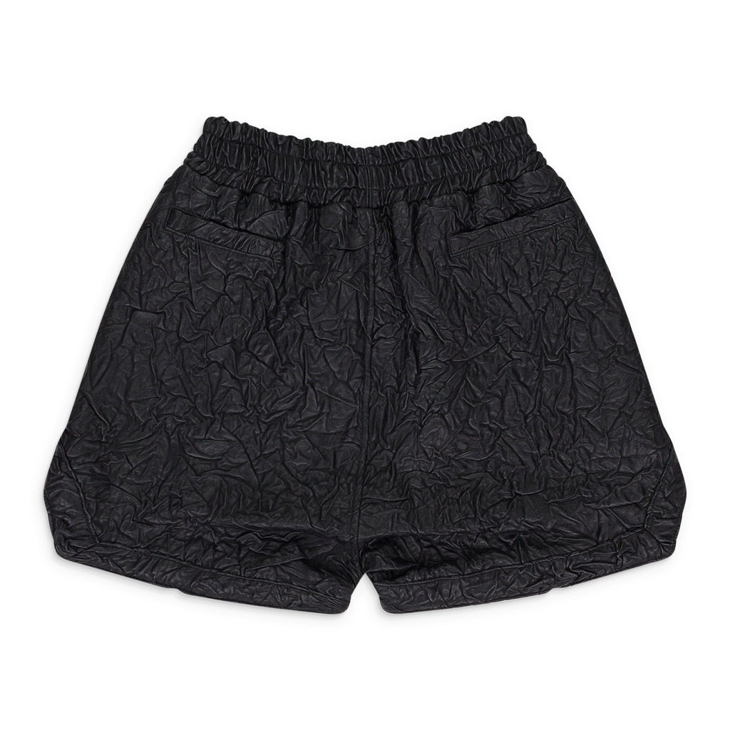 BLACK CRINKLED TAILORED SHORTS