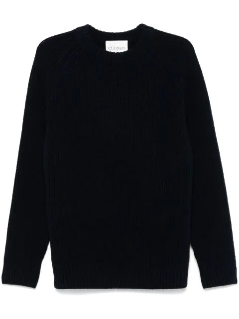 Closed ribbed-knit wool sweater