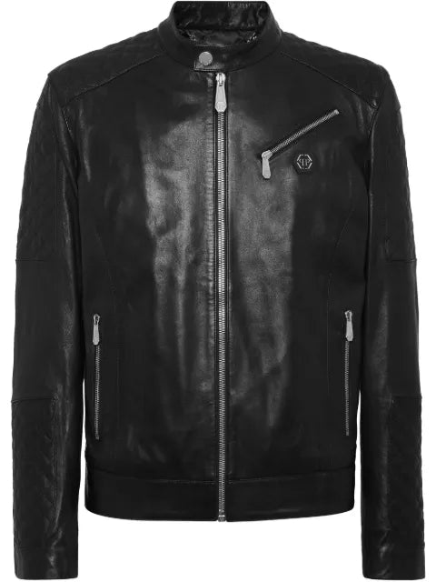 Philipp Plein padded leather moto bomber