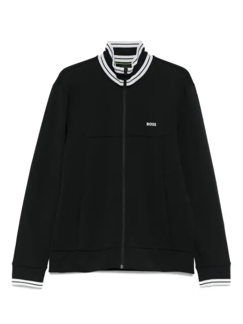 BOSS striped-cuff zip-up sweatshirt