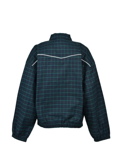 BREATH SCRIPT LOGO check-pattern zip-up jacket