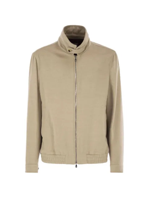 Brunello Cucinelli virgin wool beaver cloth Chevron bomber jacket