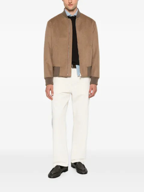 Lardini ribbed-trim zip-fastening jacket