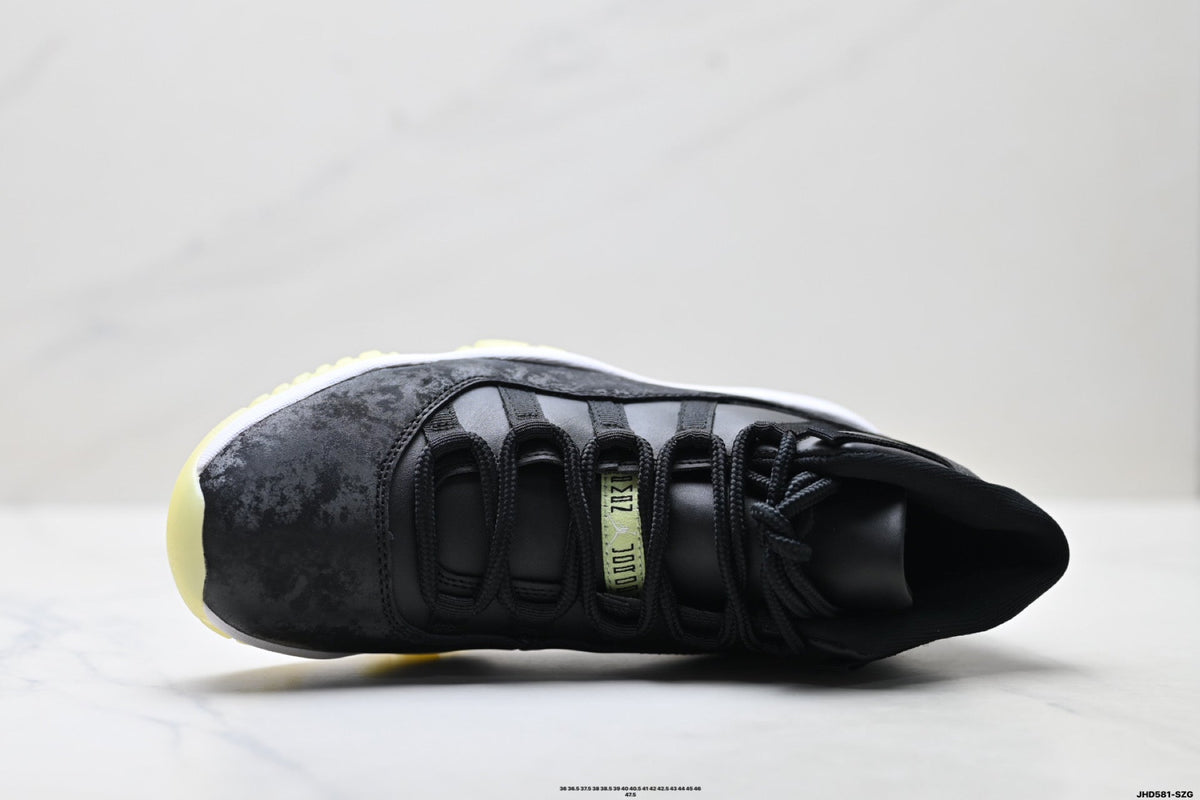 Air Jordan 11 Retro Black and Volt Unisex Sneakers Style 19