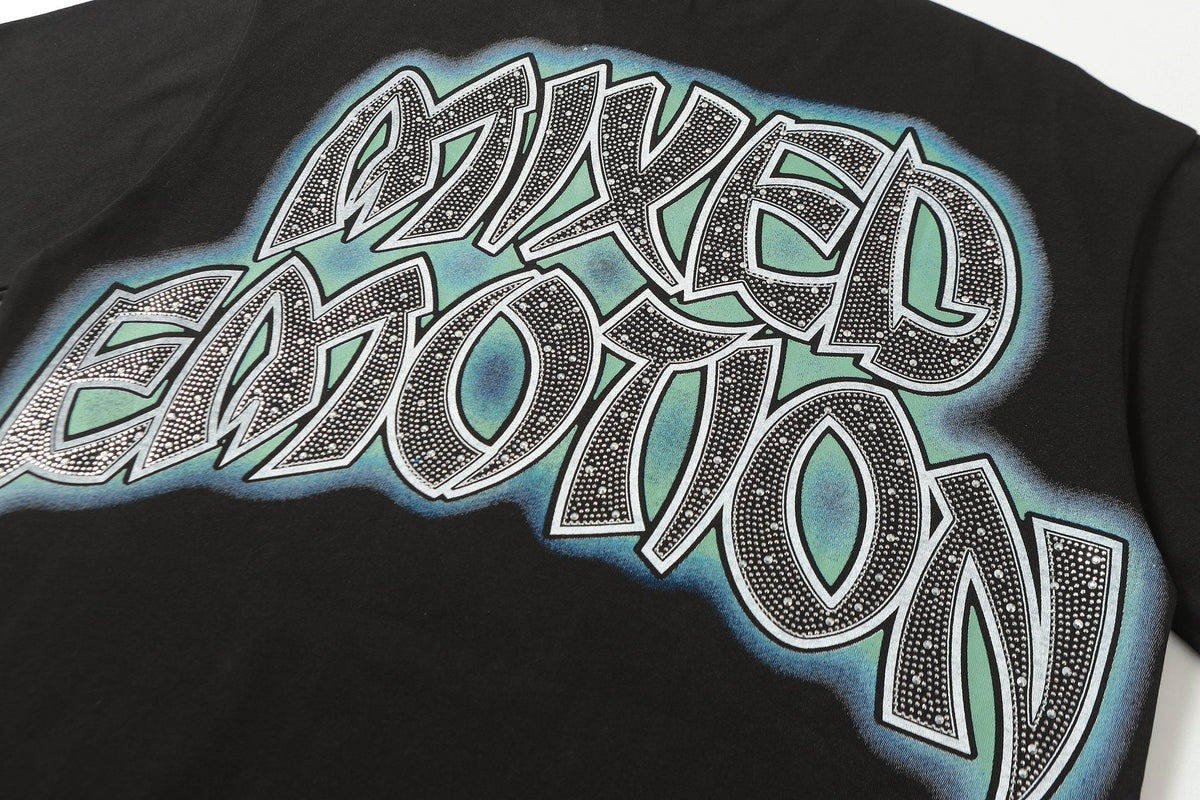 MIXED EMOTION Rhinestone Graphic T-Shirt