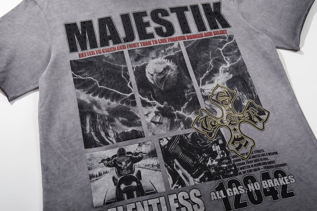 MAJESTIK Winged Cross Graphic T-Shirt