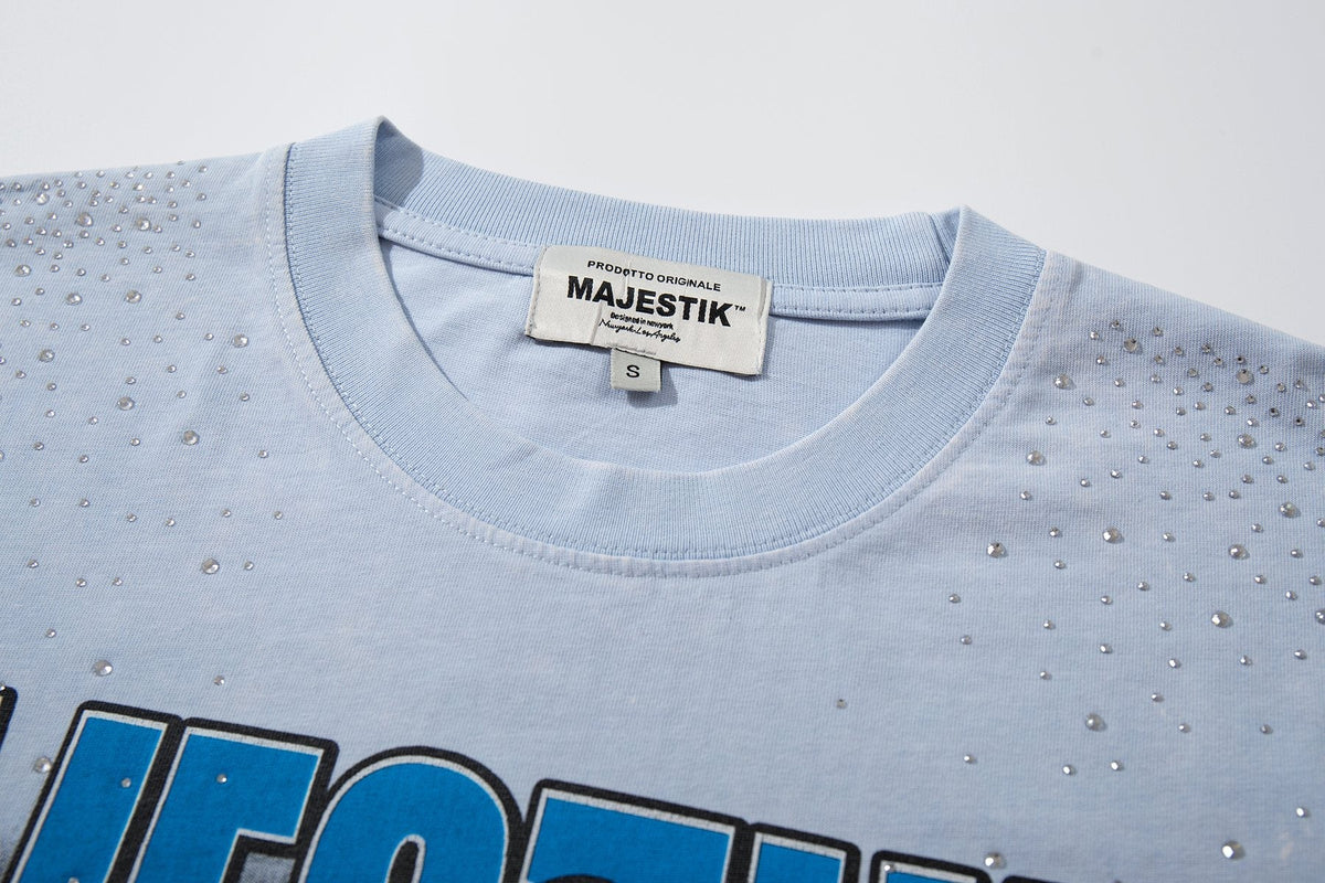 MAJESTIK Washed Rhinestone Graphic T-Shirt