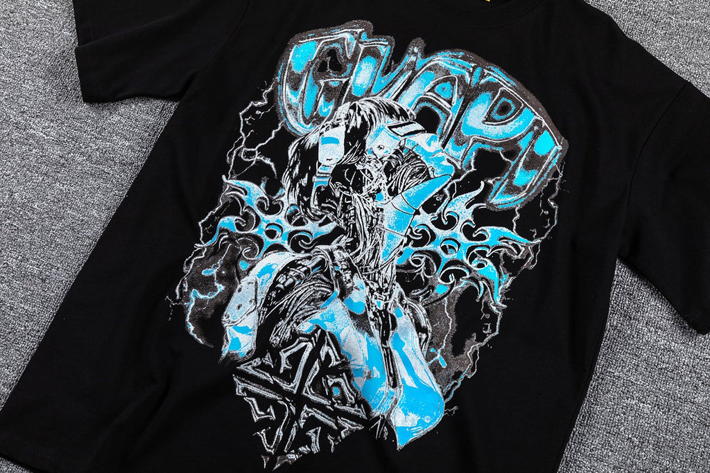 GUAPI Blue Graphic Short-Sleeve T-Shirt