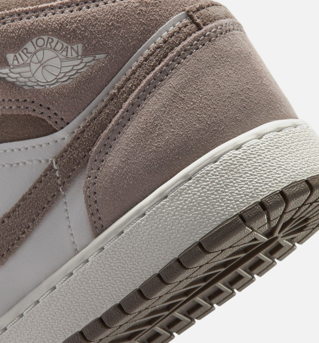 Air Jordan 1 Mid Grade School Lifestyle Shoes - Enigma Stone Olive Grey Summit White