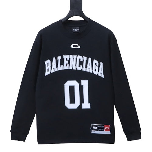 Balenciaga 01 Graphic Logo Long Sleeve T-Shirt Black