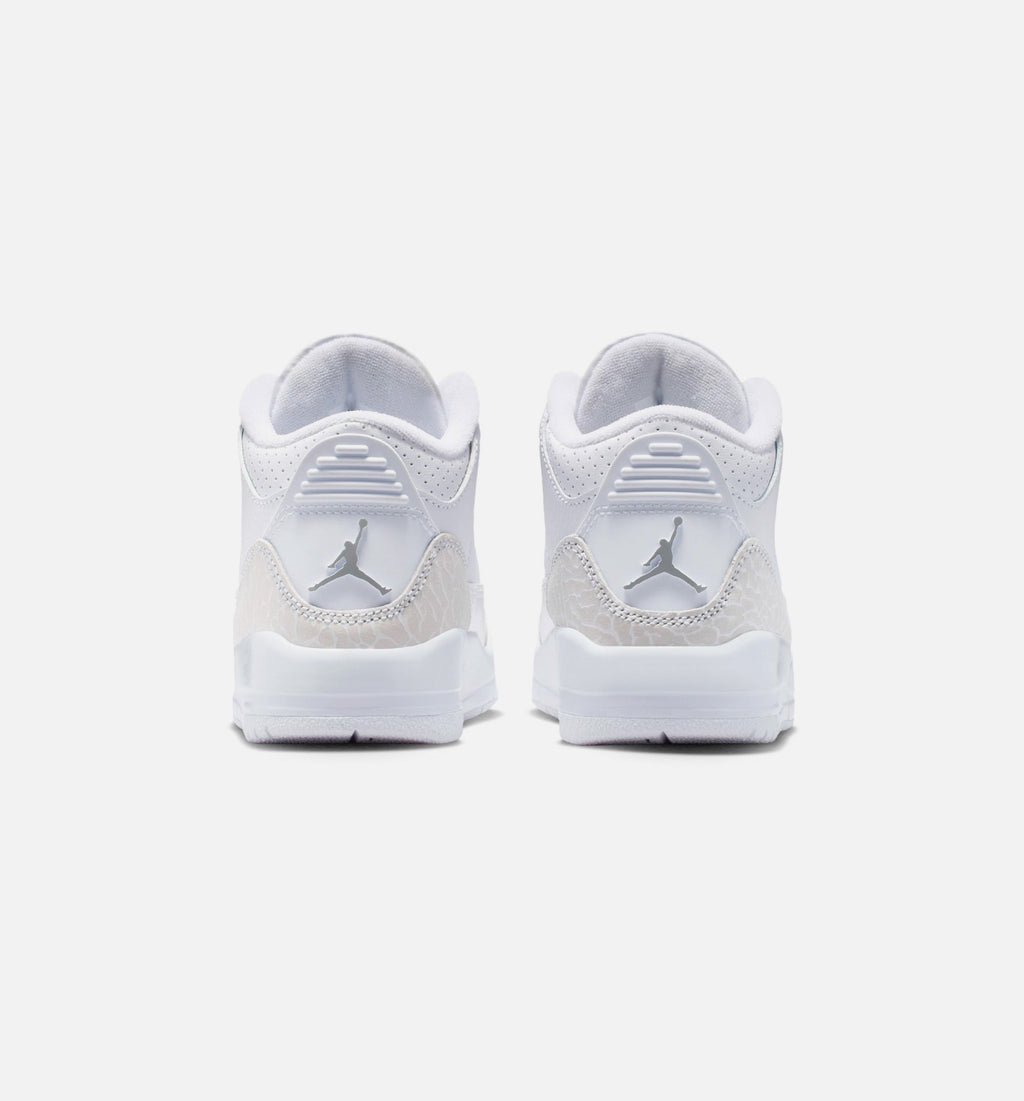 Air Jordan 3 Retro White and Silver Preschool Sneakers