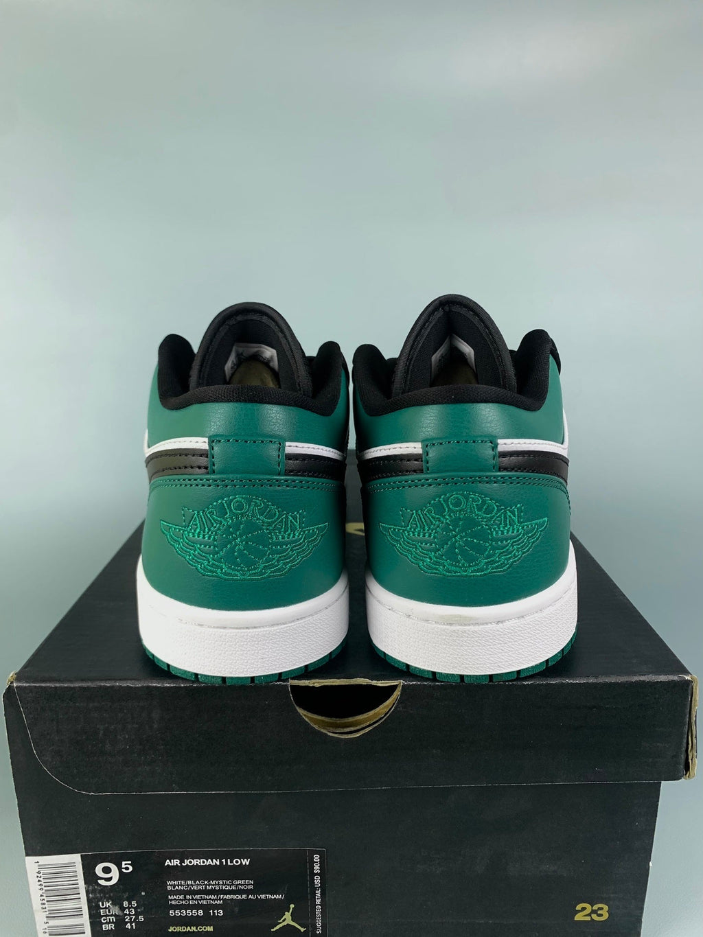 Air Jordan 1 Low Black/Green Toe 553558-113 Unisex Sneakers