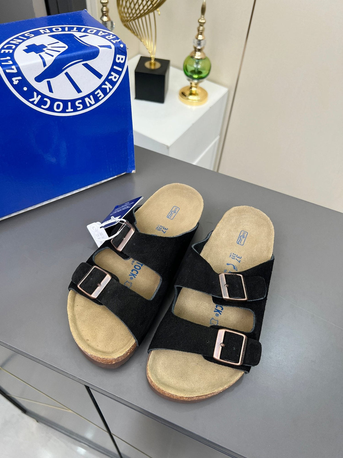 Birkenstock Black Two-Strap Slide Sandals
