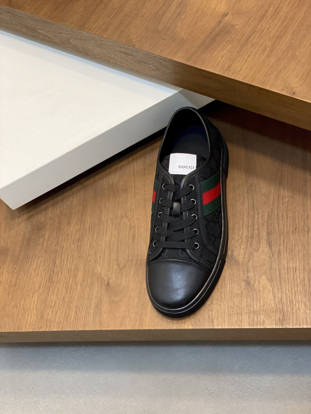 Gucci Black Green-Red Stripe Sneakers