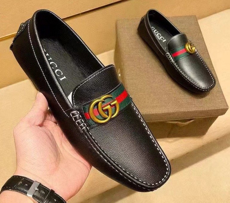 Gucci Black Red and Green Stripe Loafers
