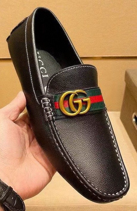 Gucci Black Red and Green Stripe Loafers