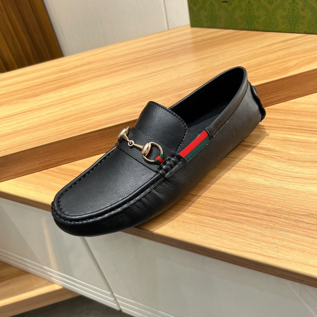 Gucci Black Stripe Bit Loafers