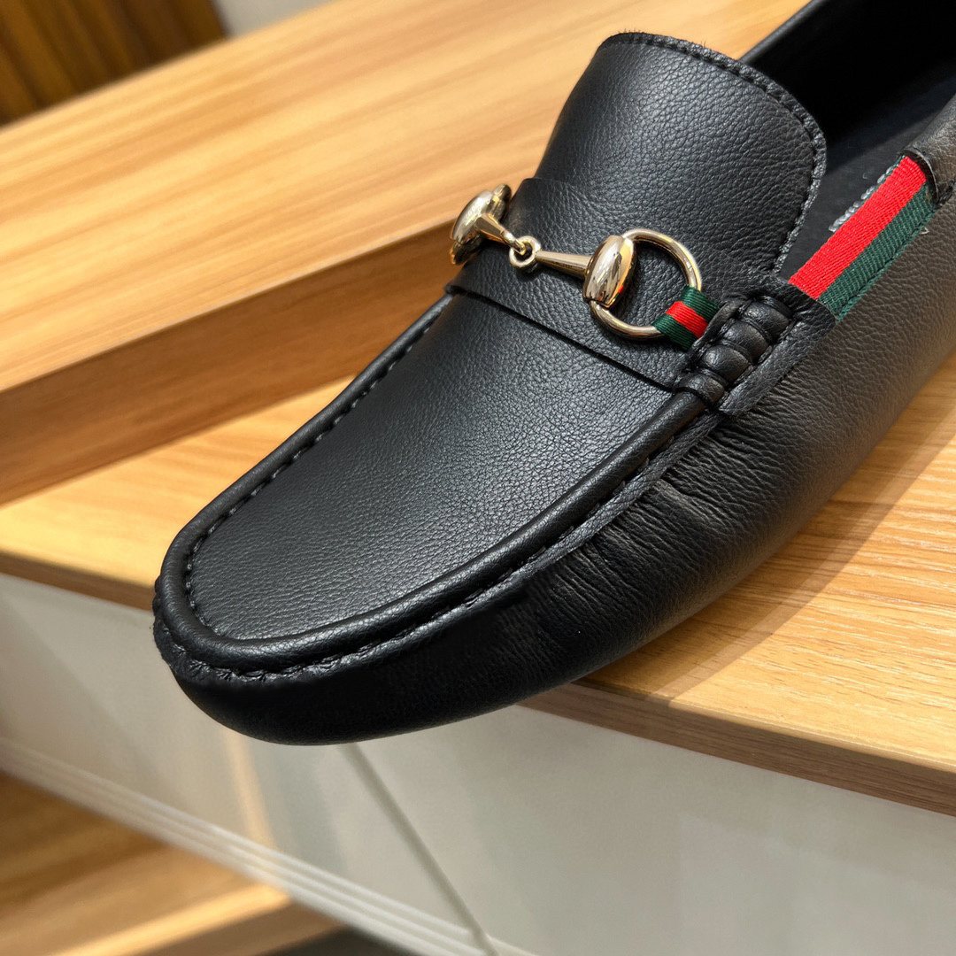 Gucci Black Stripe Bit Loafers
