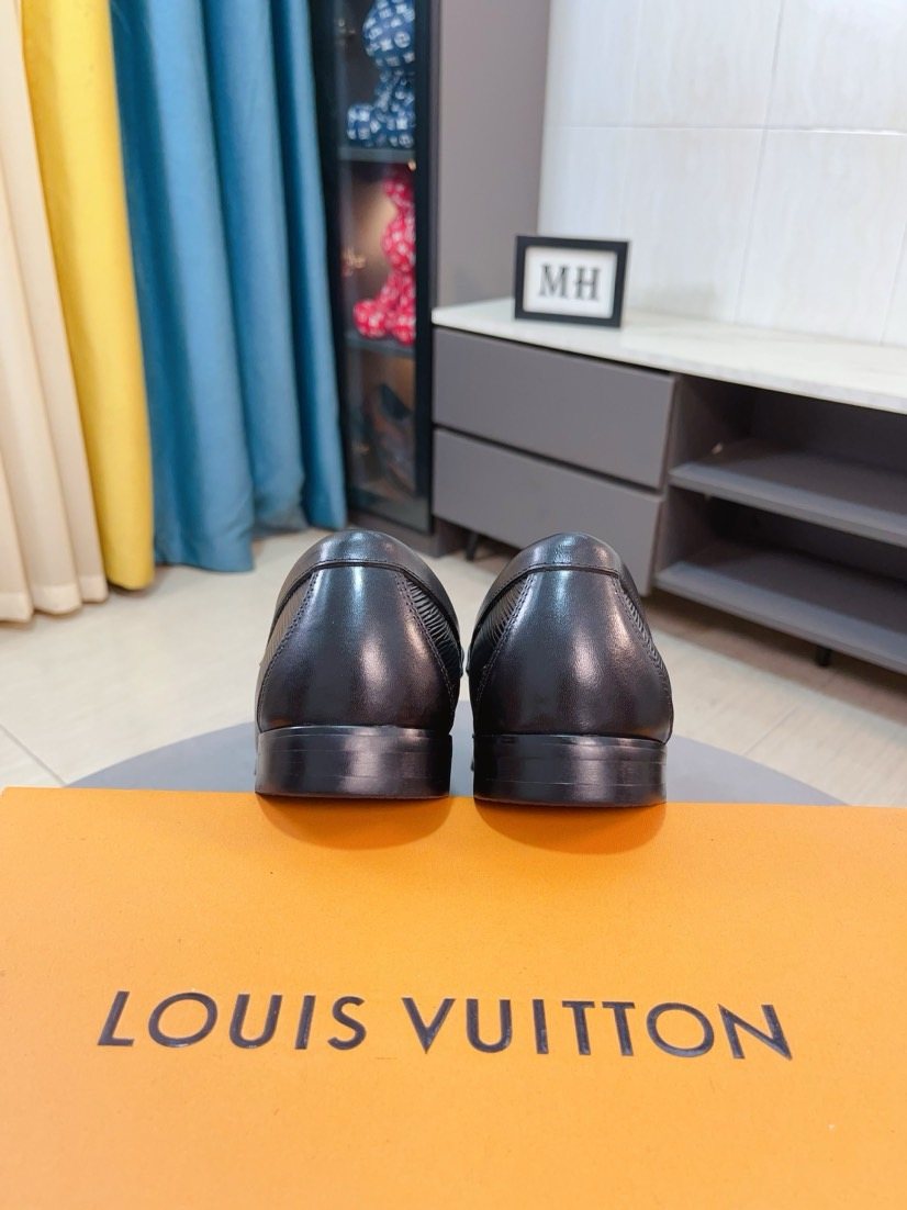 Louis Vuitton Black Textured Bar Slip-On Shoes