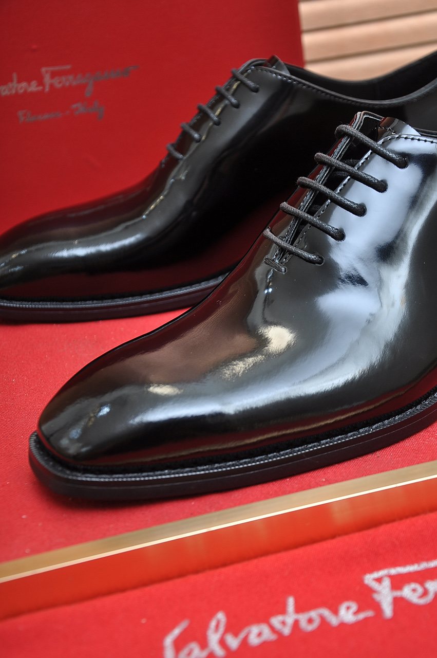Ferragamo Black Lace-Up Dress Shoes