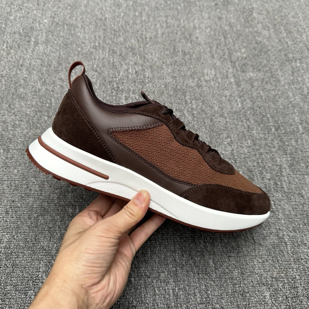 Loro Piana Men's Mesh Low-Top Sneakers - Rear Pull Tab