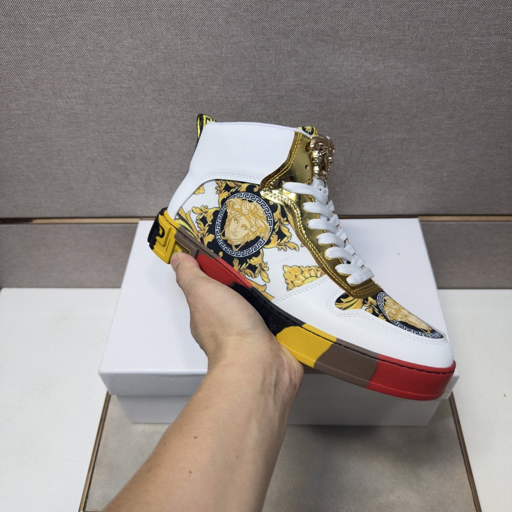 Versace Men's Gold High-Top Sneakers
