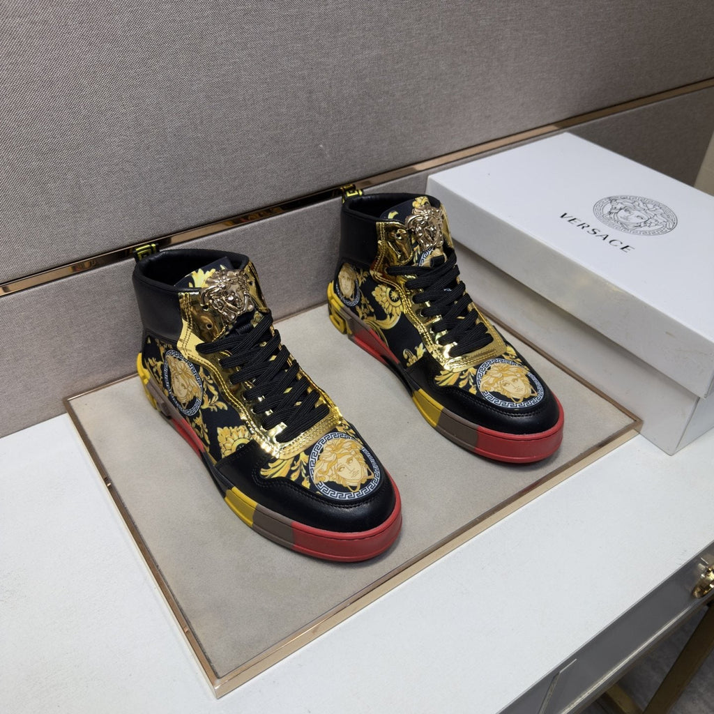 Versace Men's Gold High-Top Sneakers
