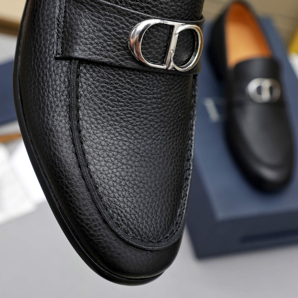 Dior Men's Pebbled Leather Hardware Loafers