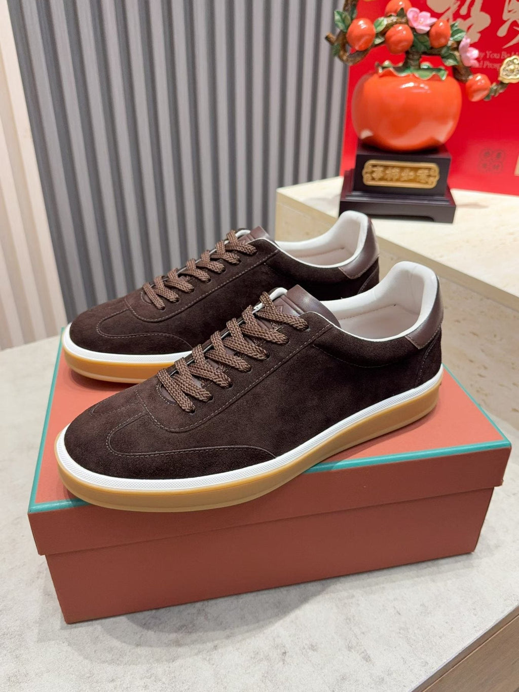 Loro Piana Tennis Walk Suede Low-Top Sneakers