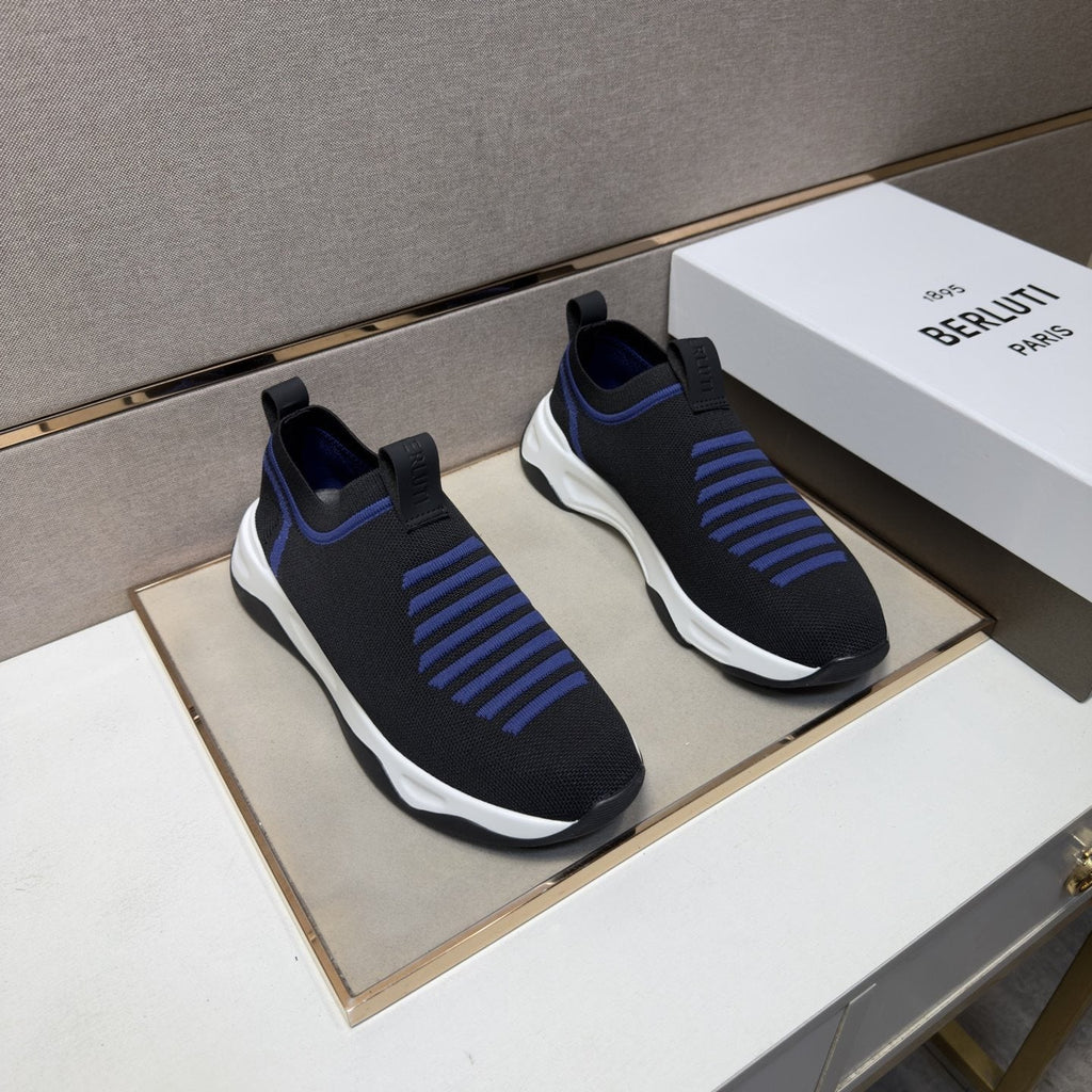 Berluti Men's Ribbed Slip-On Sneakers