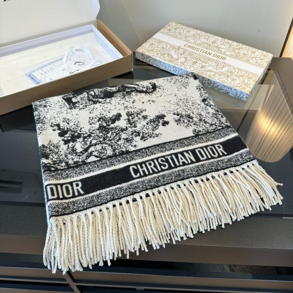 Dior Animal Jacquard Fringed Scarf