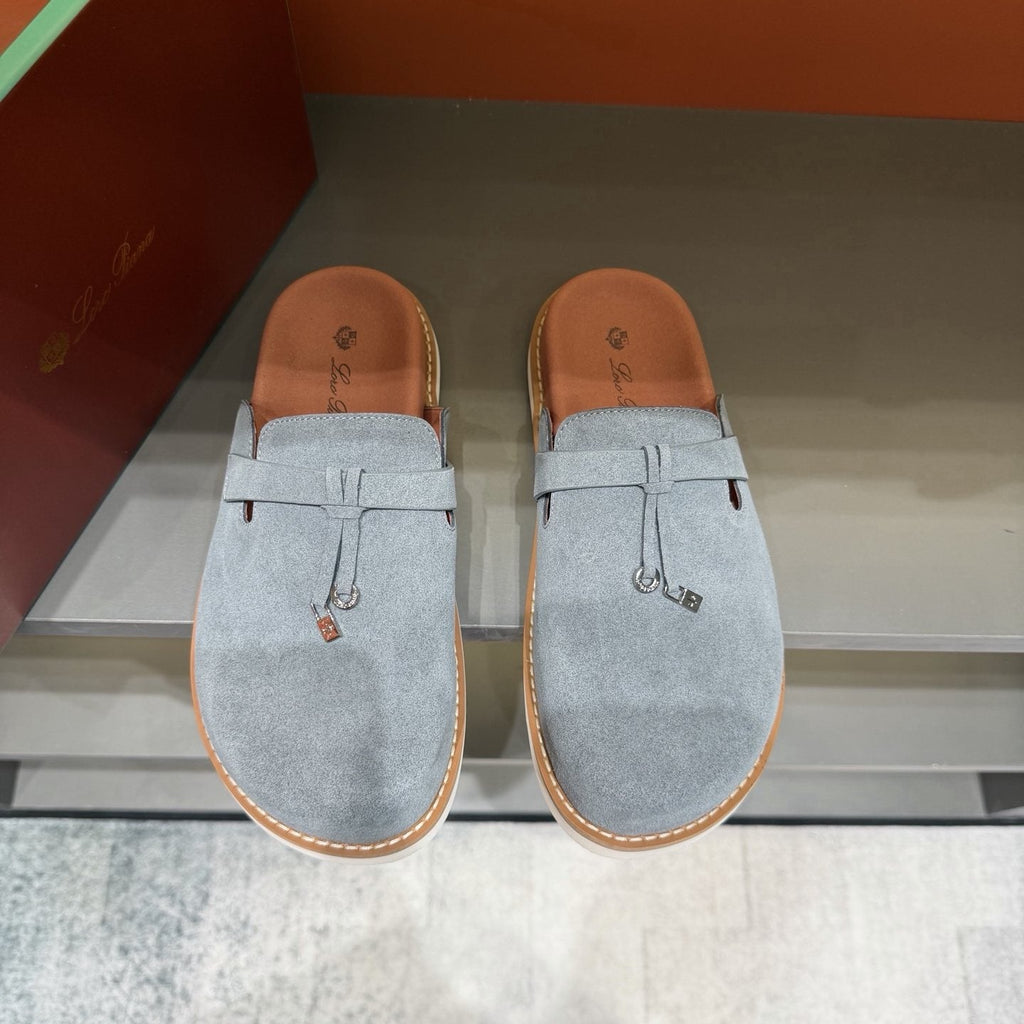Backless Loafer Mules with Metal Ornament