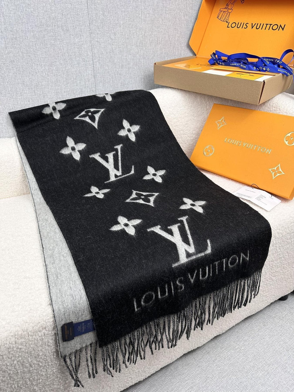 Louis Vuitton Reversible Monogram Fringe Scarf