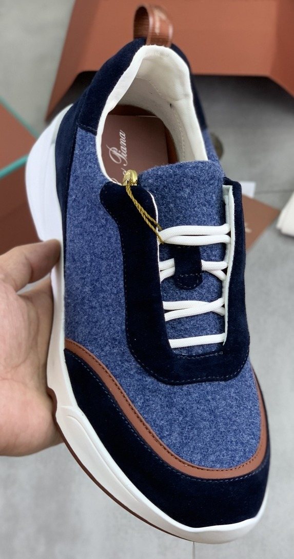 Loro Piana Contrast-Trim Lace-Up Sneakers