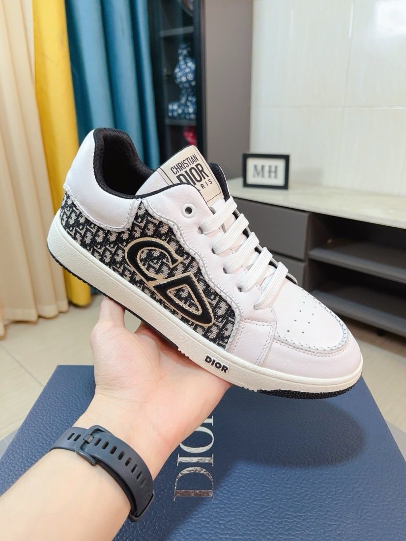 Dior Men's Patterned Panel Low-Top Sneakers