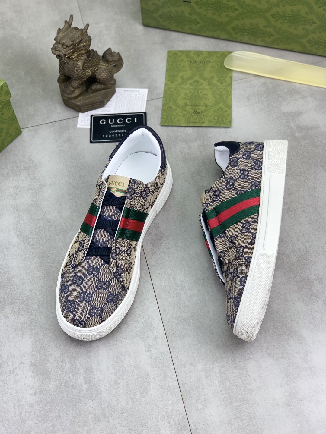 Gucci Monogram Stripe Slip-On Sneakers