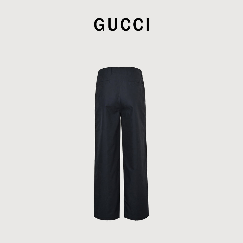 Gucci GUC Monogram Script Print Diagonal Twill Trousers