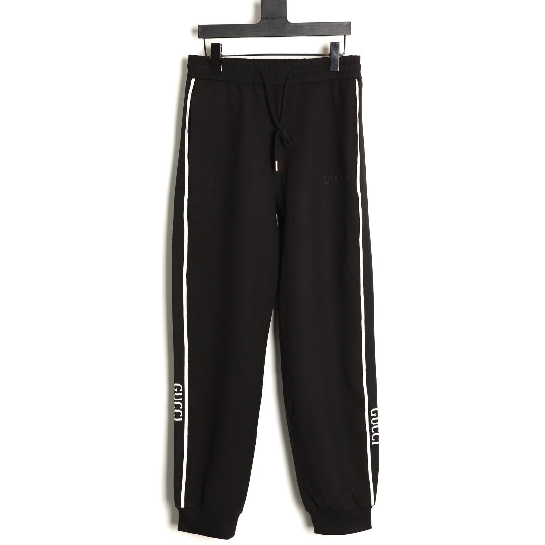 Gucci Side-Lettering Trim Drawstring Trousers - Black
