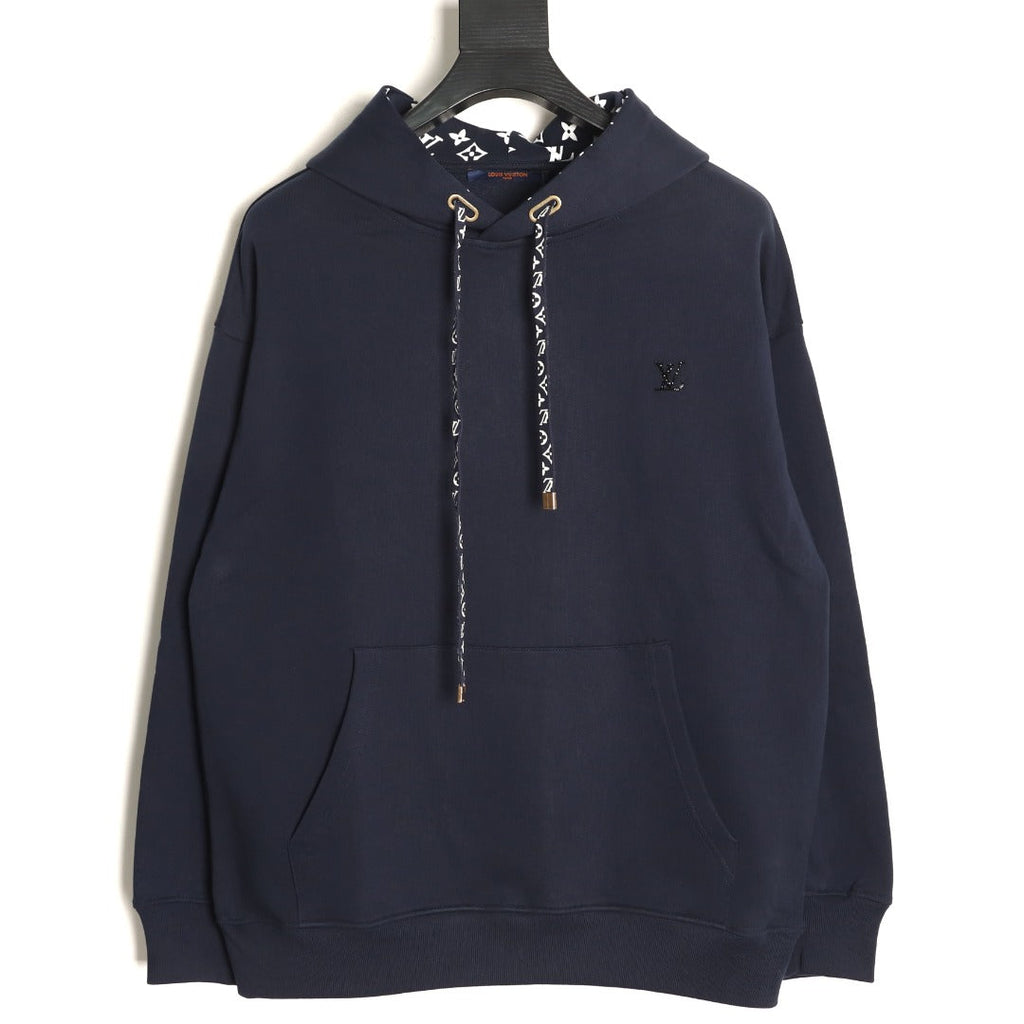 Louis Vuitton Monogram-Style Hood and Drawstring Pullover Hoodie - Navy