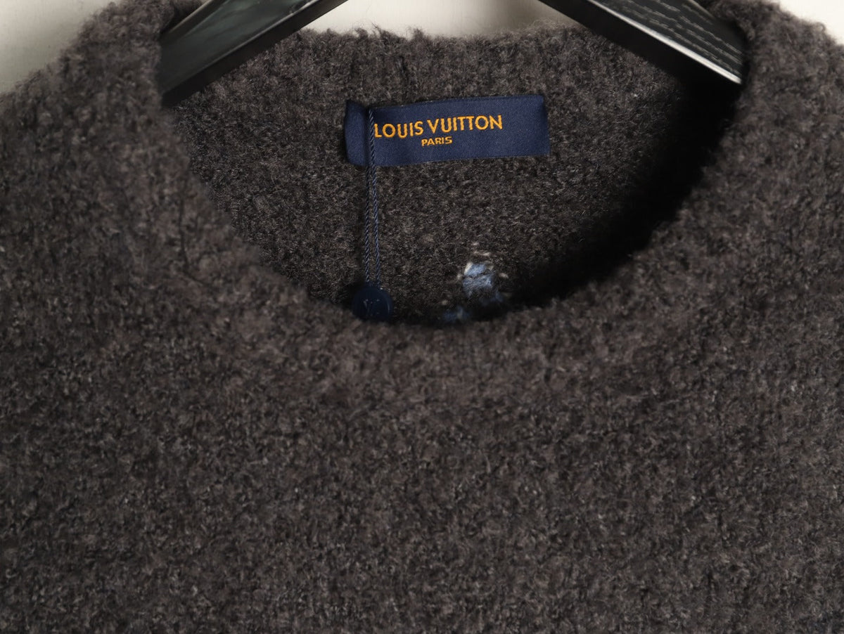 Louis Vuitton LV and Floral-Motif Textured Crewneck Sweater - Charcoal
