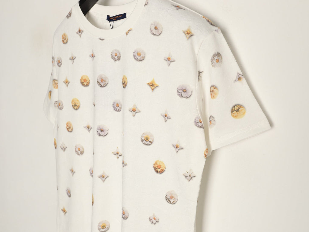 Louis Vuitton Daisy-Style Motif Short-Sleeve T-Shirt - Cream
